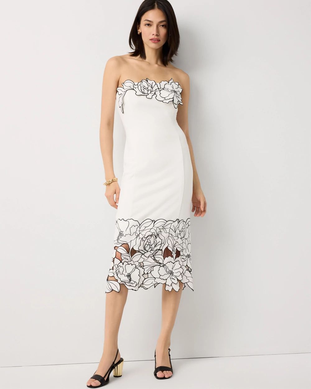 Cutwork Strapless Sheath Dress | White House Black Market
